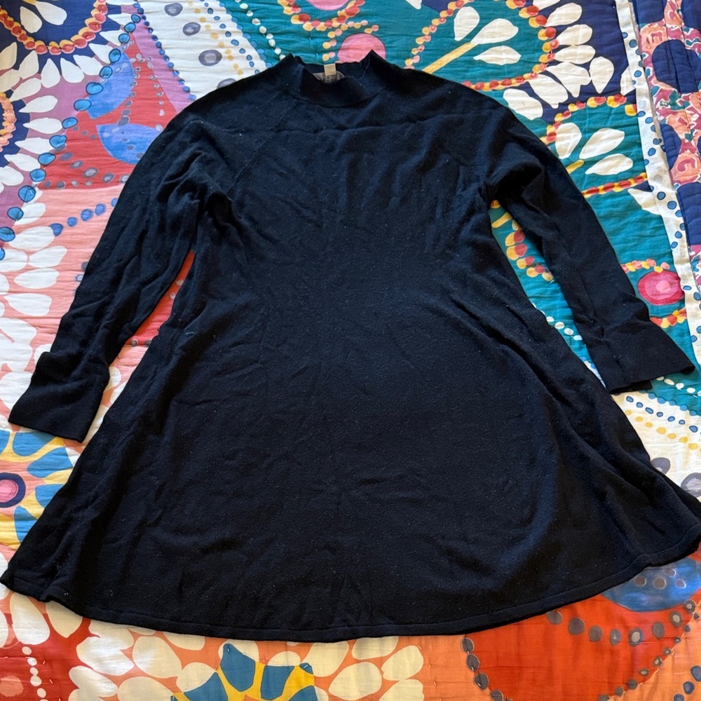 LOFT Black Long Sleeve Sweater Dress